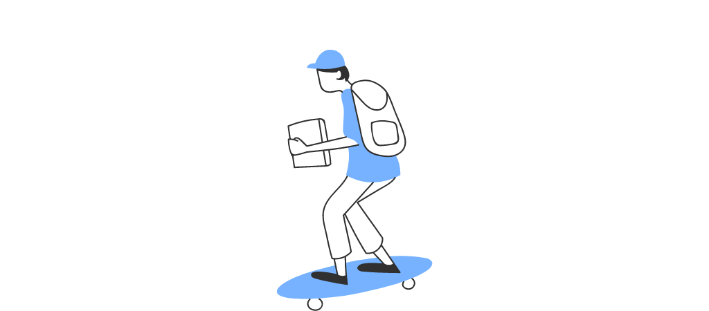 スケートボードに乗る男性