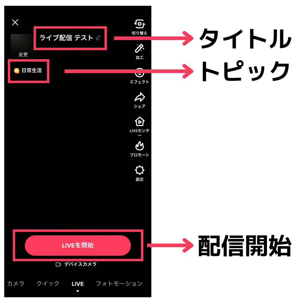 TikTokライブ画面の解説